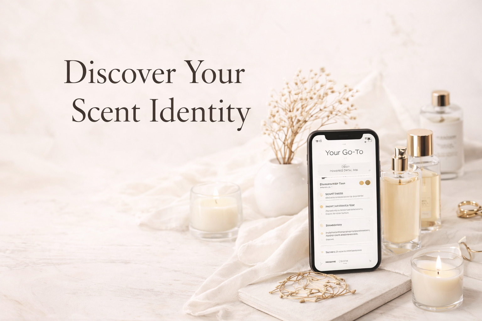 A collection of perfume bottles on a marble shelf