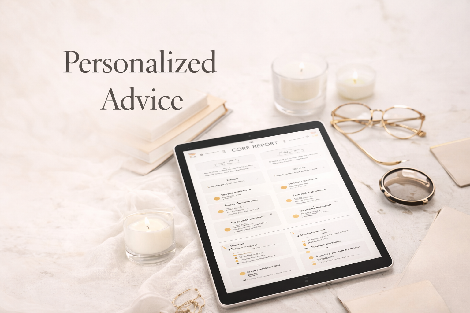 A tablet showing the Core Report of My Perfume Concierge